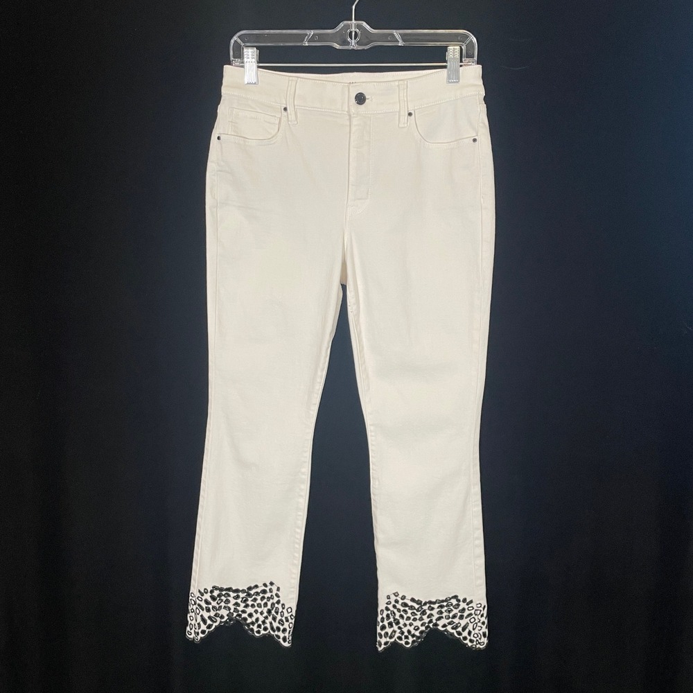 White House Black Market High Rise Boot Crop Jeans Eyelet Scalloped Hem 6